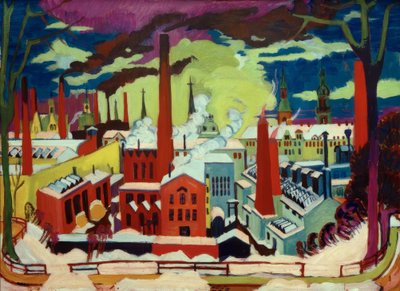 ケムニッツ工場 作： Ernst Ludwig Kirchner