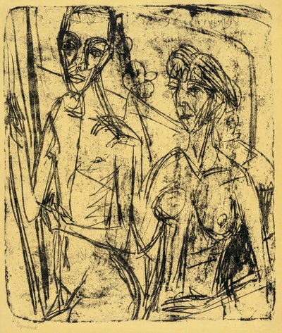 恋人, 中に, 部屋, 裸の男, ∥で∥, 女 作： Ernst Ludwig Kirchner