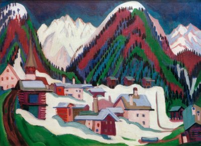 ダボス近くのモンシュタインの村 作： Ernst Ludwig Kirchner