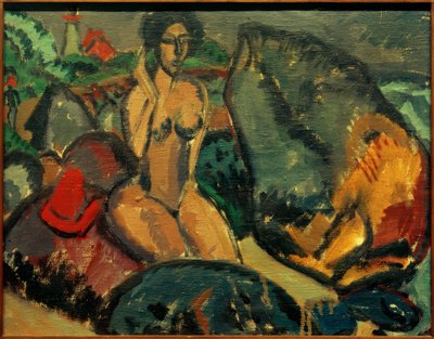 ELKirchner、石の間の入浴者 作： Ernst Ludwig Kirchner