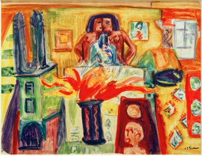 ELKirchner、チューリップ付きインテリア 作： Ernst Ludwig Kirchner