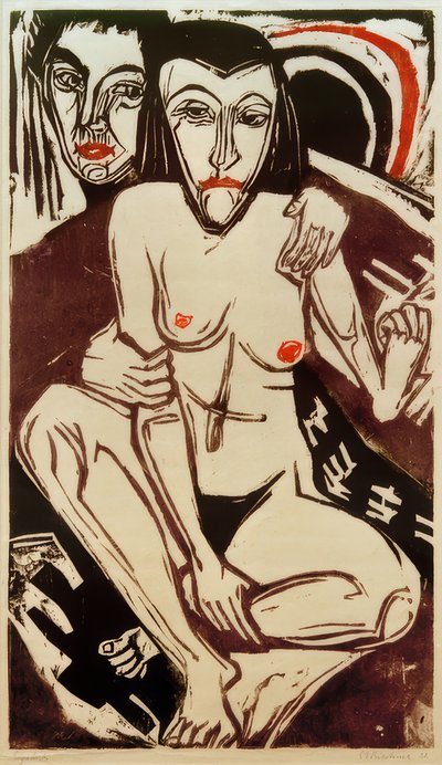 ELKirchner、憂鬱（エルナとの自画像） 作： Ernst Ludwig Kirchner