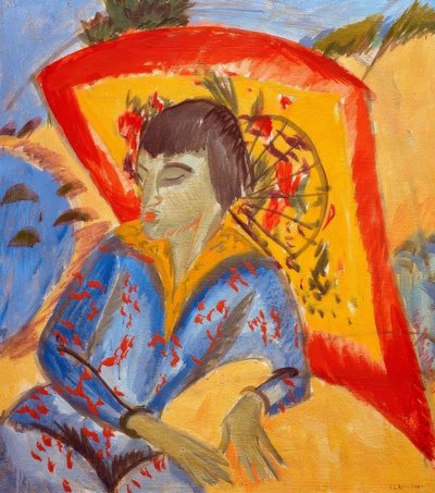 和傘のエルナ（日本人女性） 作： Ernst Ludwig Kirchner
