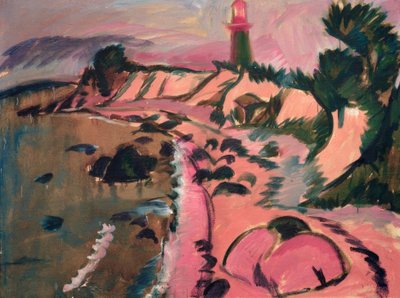 灯台のあるフェーマルン海岸 作： Ernst Ludwig Kirchner