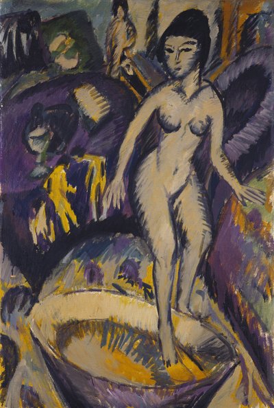 温水浴槽を持つ女性のヌード、1912 作： Ernst Ludwig Kirchner