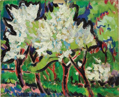 花の木IV; Bluhende Baume IV、1909 作： Ernst Ludwig Kirchner