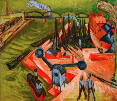 フランクフルトヴェストハーフェン 作： Ernst Ludwig Kirchner