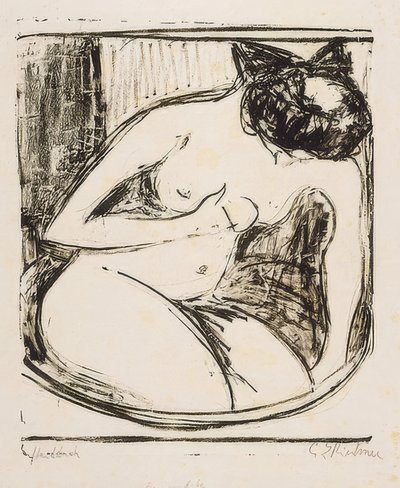たらいの女性。 1908 作： Ernst Ludwig Kirchner