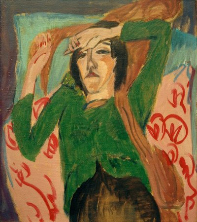 緑のジャケットの女性 作： Ernst Ludwig Kirchner
