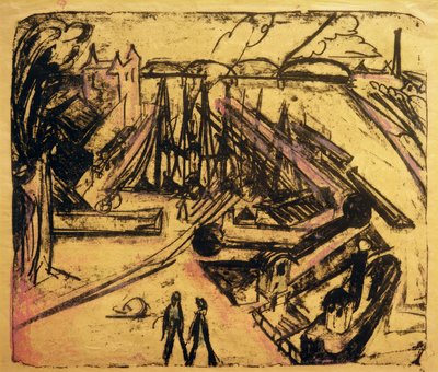フレイハーフェンフランクフルトアムマイン 作： Ernst Ludwig Kirchner