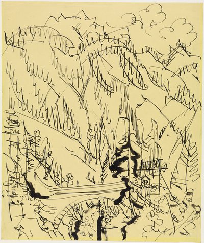 橋のある山岳風景 作： Ernst Ludwig Kirchner