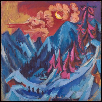 ドイツ語：Wintermondlandschaft 月明かりの中の冬景色 作： エルンスト・ルートヴィヒ・キルヒナー