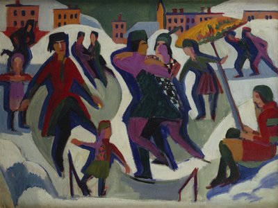 スケート選手とのアイススケートリンク、1925年 作： Ernst Ludwig Kirchner