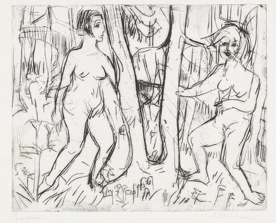 森で遊ぶ女の子。 1923 作： Ernst Ludwig Kirchner