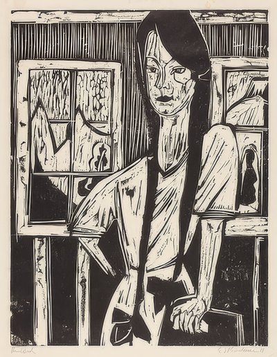 若い女の子。 1921 作： Ernst Ludwig Kirchner