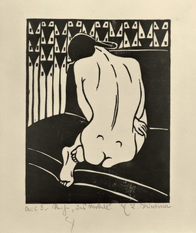 後ろから見たしゃがみ行為 作： Ernst Ludwig Kirchner