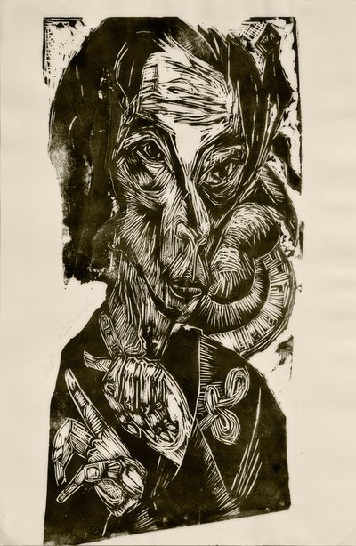 病人の頭-自画像 作： Ernst Ludwig Kirchner