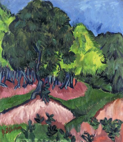 栗の木のある風景。栗の木のある風景、1913 作： Ernst Ludwig Kirchner