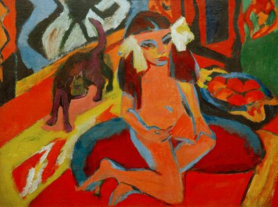 猫を持つ少女、フレンツィ 作： Ernst Ludwig Kirchner