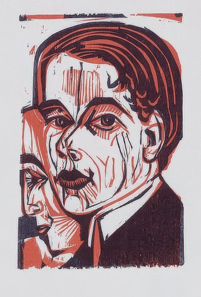 男性の頭（自画像）。 1926 作： Ernst Ludwig Kirchner