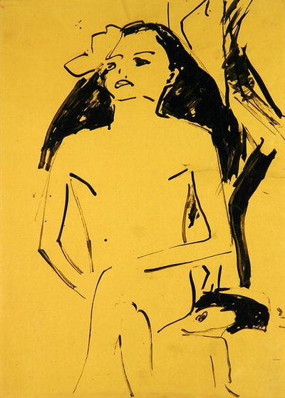 髪を下ろしたMarzella 作： Ernst Ludwig Kirchner