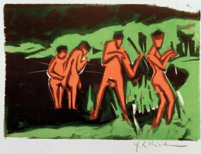 葦を投げる入浴者 作： Ernst Ludwig Kirchner