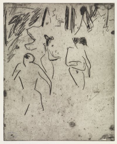 茂みの中で水浴びをするモーリッツブルクの住民たち／病気のドードー 作： Ernst Ludwig Kirchner