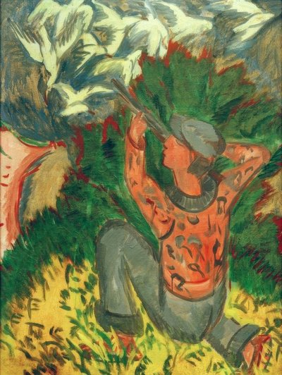 森の中のカモメハンター 作： Ernst Ludwig Kirchner