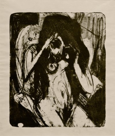 肘掛け椅子の裸の女性 作： Ernst Ludwig Kirchner