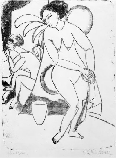 スタジオで裸の女の子 作： Ernst Ludwig Kirchner