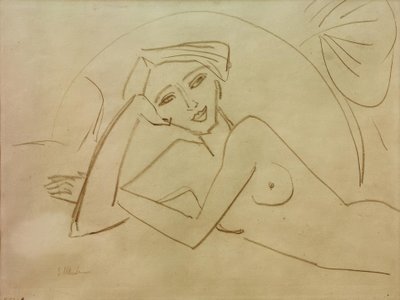 横になっている裸の女の子 作： Ernst Ludwig Kirchner