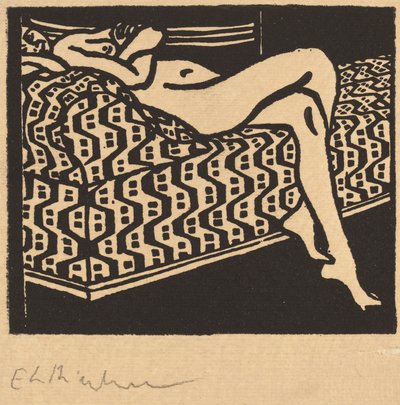 ソファに横たわっている裸の女の子 作： Ernst Ludwig Kirchner