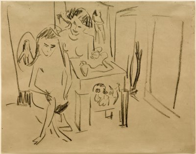 無題（スタジオのドードーとフレンツィ） 作： Ernst Ludwig Kirchner