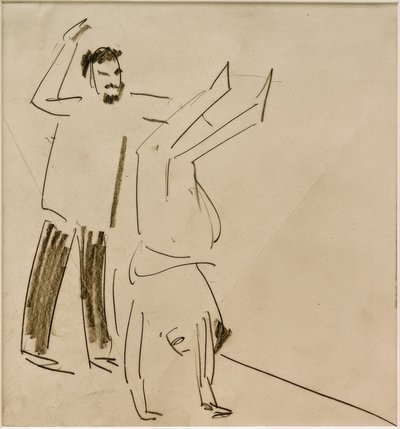 無題（逆立ちの女の子を持つ男） 作： Ernst Ludwig Kirchner