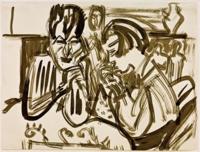 テーブルでのカップル 作： Ernst Ludwig Kirchner