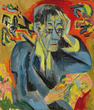 詩人レオンハルト・フランクの肖像、1917年。 作： Ernst Ludwig Kirchner