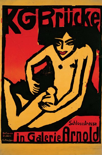 アーノルドギャラリードレスデンでのアーティストグループ「DieBrücke」の展示ポスター 作： Ernst Ludwig Kirchner