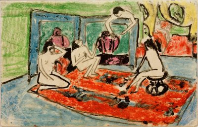1911年2月17日からMaschka Muellerへのポストカード（スタジオでの4つの女性ヌード） 作： Ernst Ludwig Kirchner