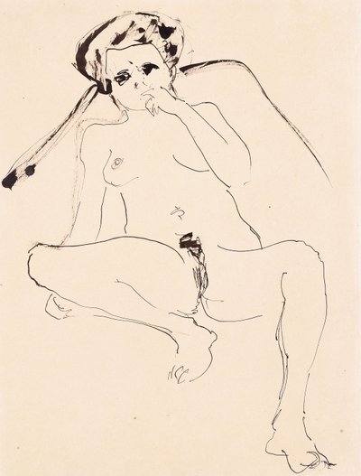 ヌードリクライニング;嘘をつく行為、1919 作： Ernst Ludwig Kirchner