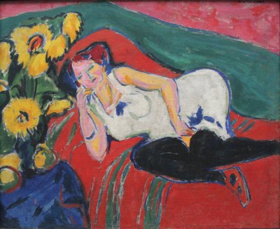 白いシャツを着た休息中の女性 作： Ernst Ludwig Kirchner