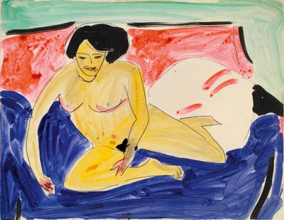 ディバンに着席したヌード、1909年 作： Ernst Ludwig Kirchner