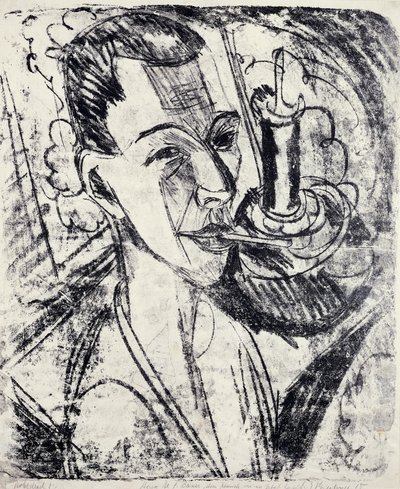 タバコを持つ自画像 作： Ernst Ludwig Kirchner