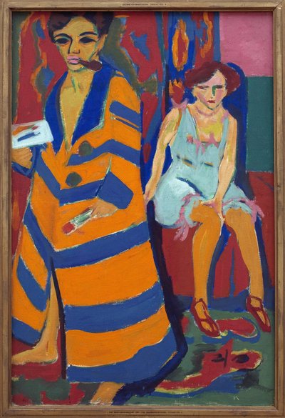 モデルを使った自画像。エルンスト・ルートヴィヒ・キルヒナー（1880-1938）の絵画、油彩、キャンバス 作： Ernst Ludwig Kirchner