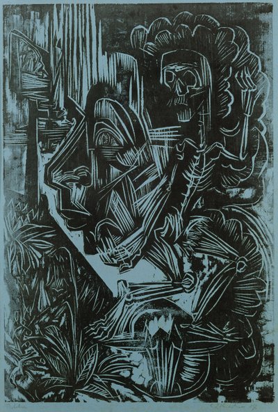 死の踊りの自画像、1917 作： Ernst Ludwig Kirchner