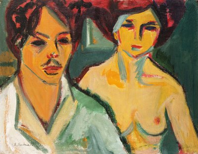 モデルとの自画像、1905 作： Ernst Ludwig Kirchner