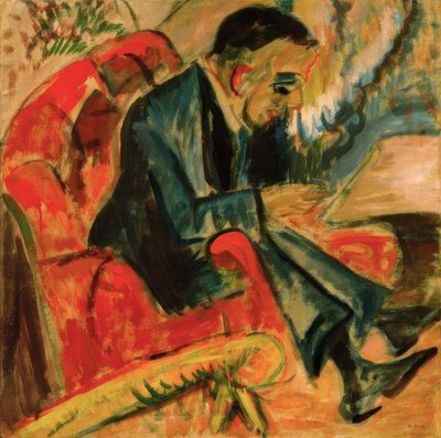公園のベンチに座っている男 作： Ernst Ludwig Kirchner