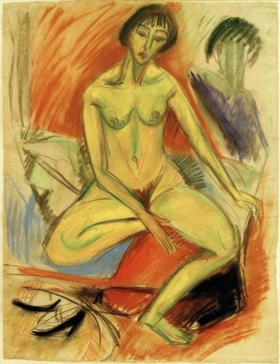 着席女性ヌード 作： Ernst Ludwig Kirchner
