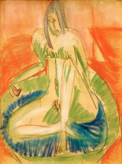 浴槽に座っている女性のヌード 作： Ernst Ludwig Kirchner
