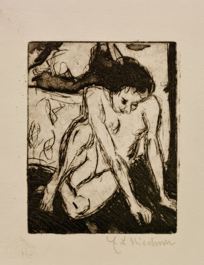 座っている裸の女の子 作： Ernst Ludwig Kirchner