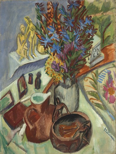 水差しとアフリカンボウルのある静物、1912 作： Ernst Ludwig Kirchner